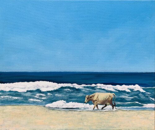 Kuh am Meer / Promenade de la vache von Marie-Luise Zetchi Bolte, Malerei kaufen auf Singulart