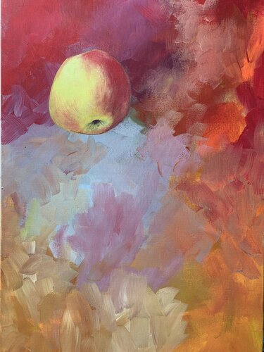 Fallender Apfel / pomme tombante von Marie-Luise Zetchi Bolte, Malerei kaufen auf Singulart