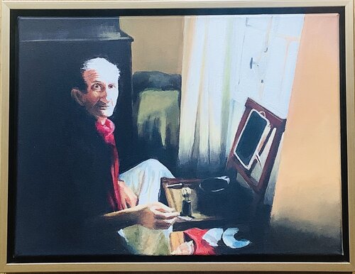 Vaters Rasiertag / Papa's Shaving day par Marie-Luise Zetchi Bolte, Peinture en vente sur Singulart