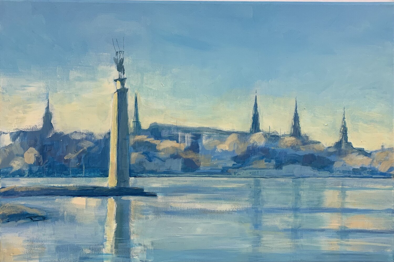 Schwanenwik  / Panorama de Hambourg vu du Schwanenwik Marie-Luise Zetchi Bolte Originalgemälde zu verkaufen