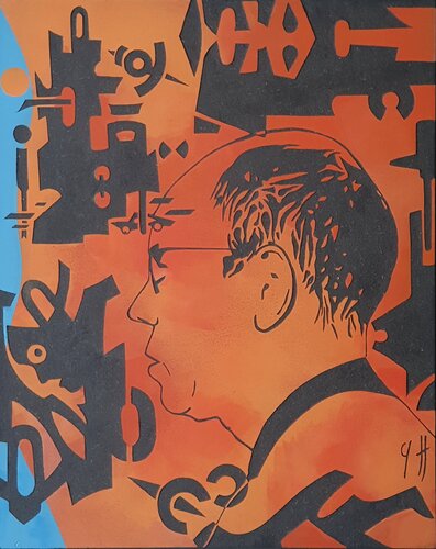 Portrait du peintre Roger Toulouse. van yann hervis, Andere media te koop op Singulart