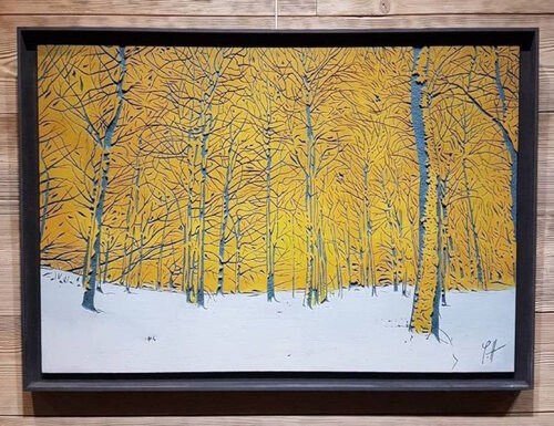 Bois gravé :"Les Bois bleus" van yann hervis, Andere media te koop op Singulart