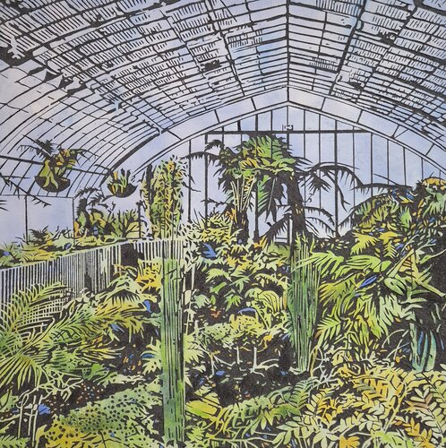 Bois gravé : "Le jardin des Serres d'Ateuil" di yann hervis, Altri media in vendita su Singulart