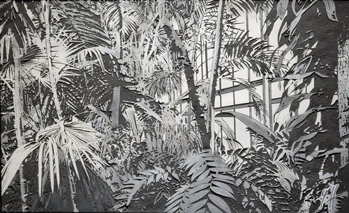 Bois gravé : " Chaos végétal" Serre du jardin des plantes de Paris. by yann hervis, Other Media for Sale on Singulart