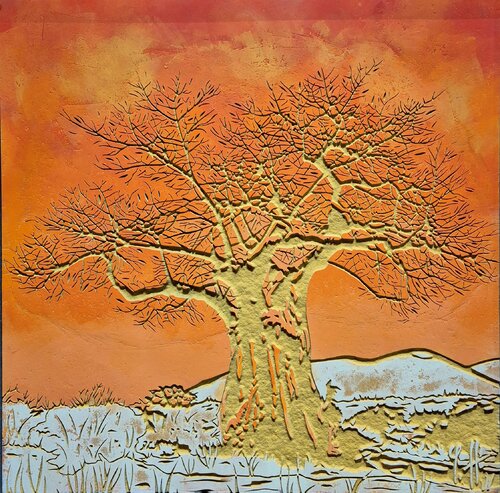 Bois gravé : "Sur la piste du grand Koudou" di yann hervis, Altri media in vendita su Singulart