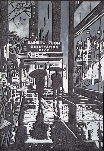Bois gravé : "Small town" by yann hervis, Other Media for Sale on Singulart