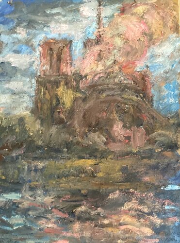 Notre-Dame de Paris en feu von Pierre Gogois, Malerei kaufen auf Singulart