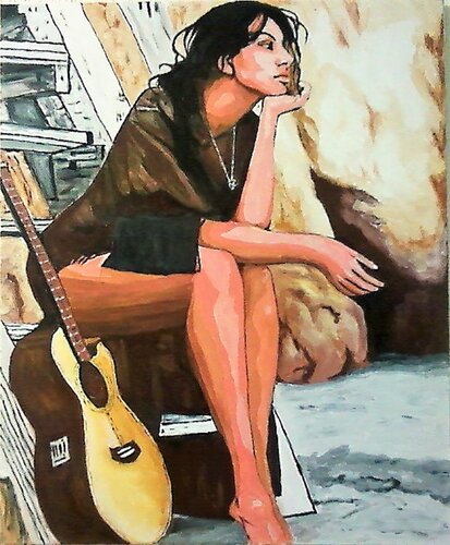 Guitariste von ROGER TANZI, Malerei kaufen auf Singulart