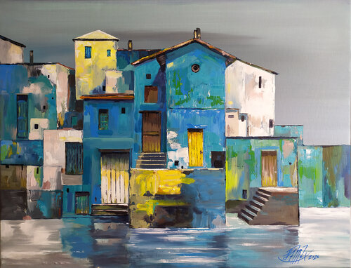 Azure Walls by Maksym Stasiuk, Painting for Sale on Singulart