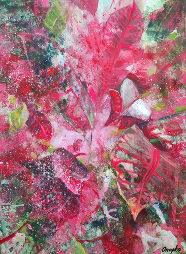 Croton flower van Olga Onopko, Schilderij te koop op Singulart