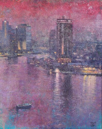 City on the Nile River van Olga Onopko, Schilderij te koop op Singulart