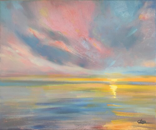 Sun in blue van Olga Onopko, Schilderij te koop op Singulart