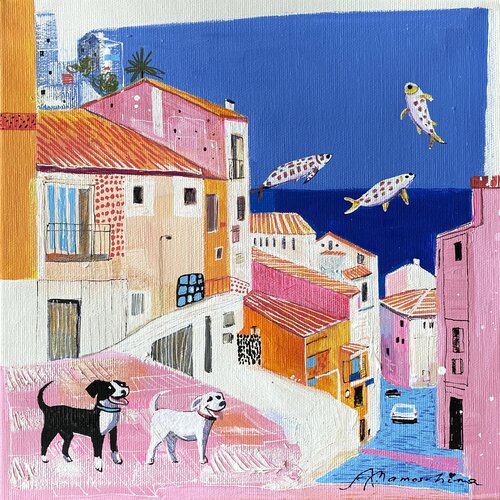 City of Dreams and Happy Tails von Anastasia Mamoshina, Malerei kaufen auf Singulart