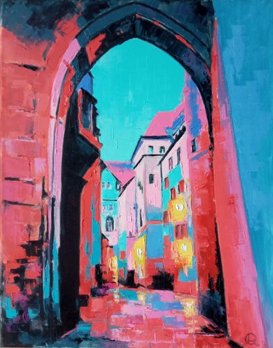 Old Courtyard di Oleg Ryzhkov, Pittura in vendita su Singulart