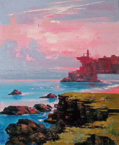 "Pink Sunset." di Oleg Ryzhkov, Pittura in vendita su Singulart