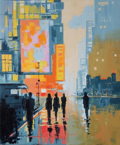 "Neon Reflections" di Oleg Ryzhkov, Pittura in vendita su Singulart