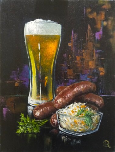 "Still Life with Sausages" van Oleg Ryzhkov, Schilderij te koop op Singulart