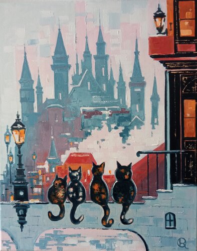 “When the City Lights Up” par Oleg Ryzhkov, Peinture en vente sur Singulart