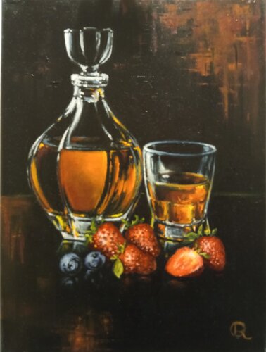 "Still Life with Strawberries" de Oleg Ryzhkov, Pintura a la venta en Singulart