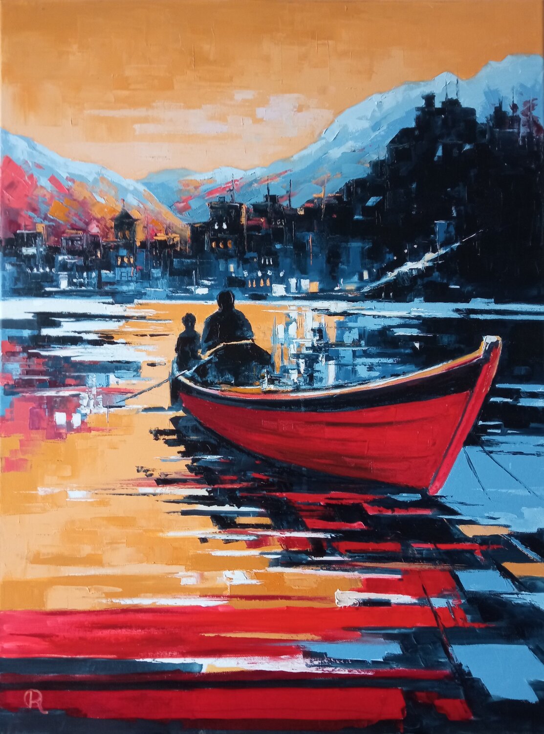 "In the Embrace of Sunset" Oleg Ryzhkov Originalgemälde zu verkaufen