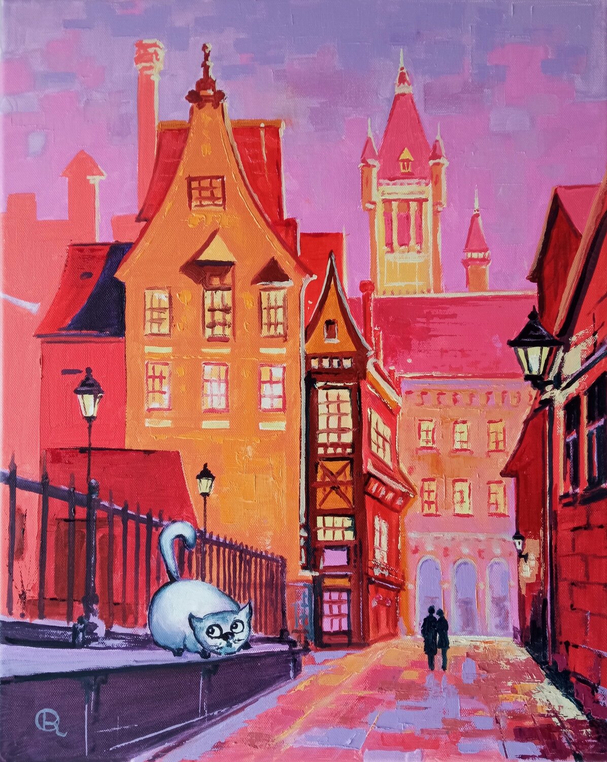 “Stories of Old Streets” Oleg Ryzhkov Originalgemälde zu verkaufen