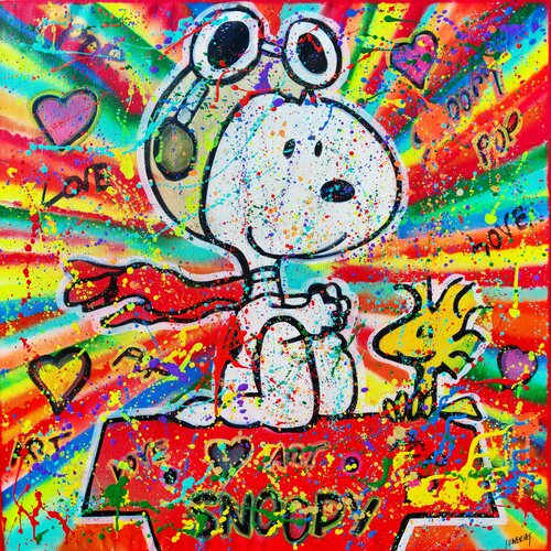 Super pop fluo Snoopy de Joan Llaverias, Pintura a la venta en Singulart