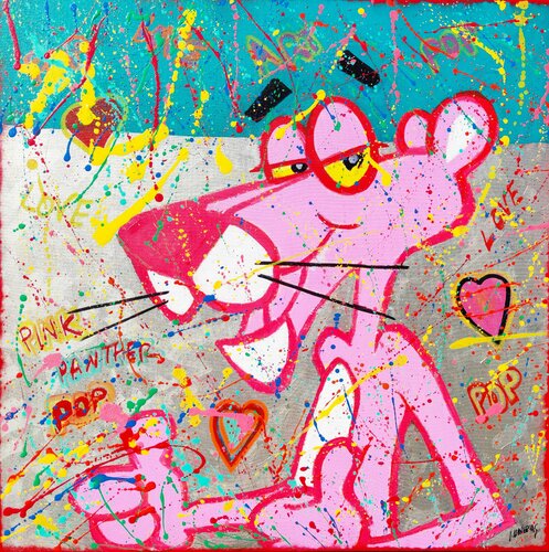 Pink panther silver par Joan Llaverias, Peinture en vente sur Singulart