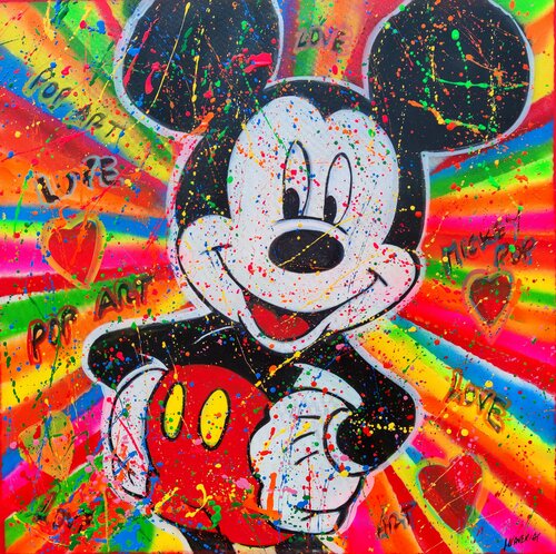 La sonrisa pop de Mickey par Joan Llaverias, Peinture en vente sur Singulart