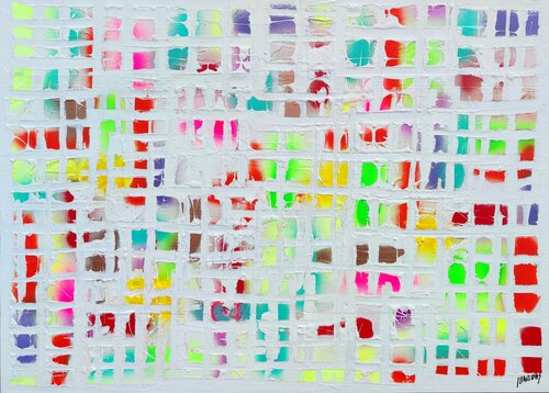 Urban texture cyan par Joan Llaverias, Peinture en vente sur Singulart