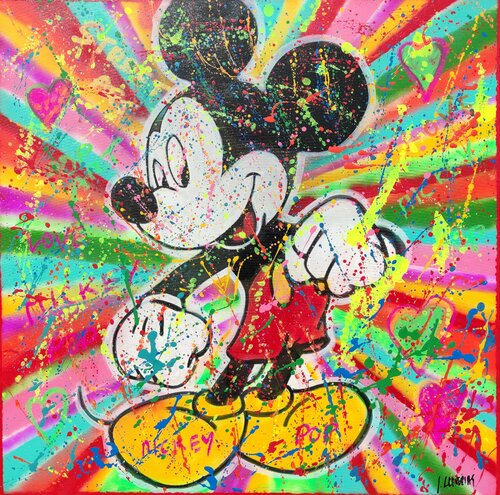 Mickey pop con corazones van Joan Llaverias, Schilderij te koop op Singulart