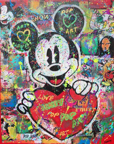 Mickey pop coeur van Joan Llaverias, Schilderij te koop op Singulart
