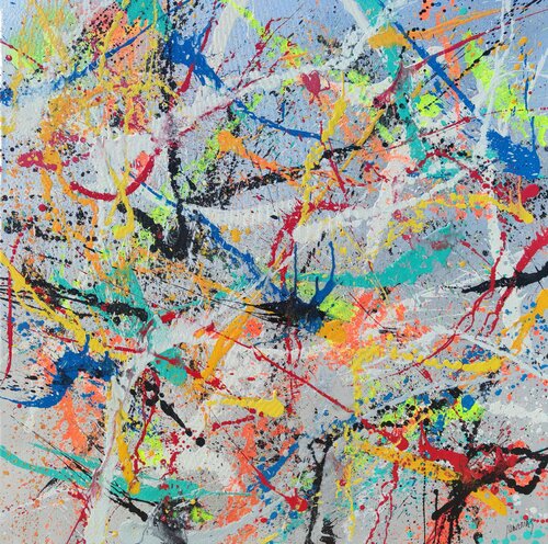 Dripping pop silver di Joan Llaverias, Pittura in vendita su Singulart