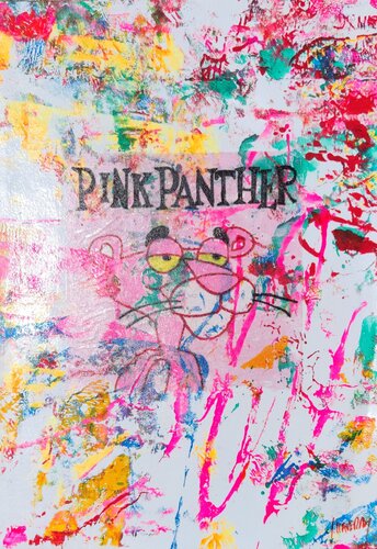 Pink panther flúor par Joan Llaverias, Œuvre sur papier en vente sur Singulart