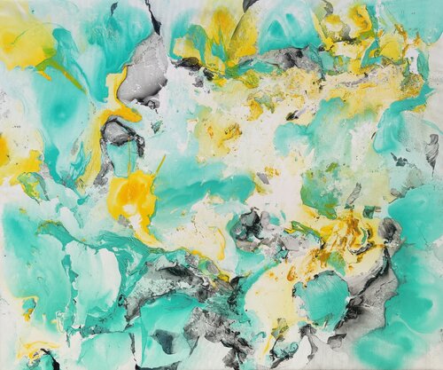 Organic turquesa sol di Joan Llaverias, Pittura in vendita su Singulart