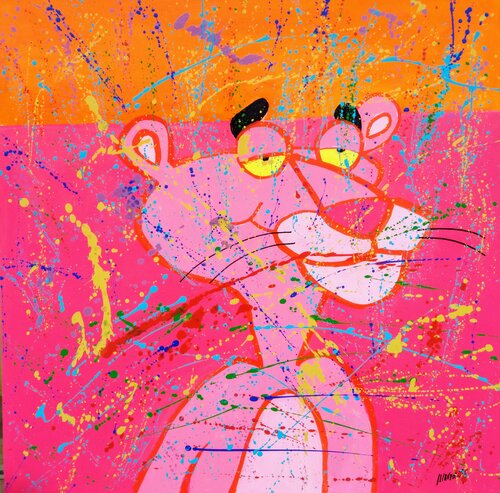 Pink panther pop orange van Joan Llaverias, Schilderij te koop op Singulart
