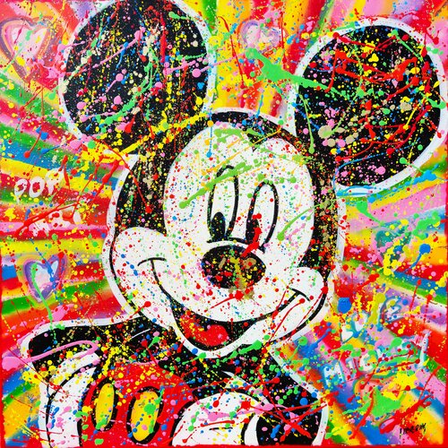 Mickey driping pop gold van Joan Llaverias, Schilderij te koop op Singulart
