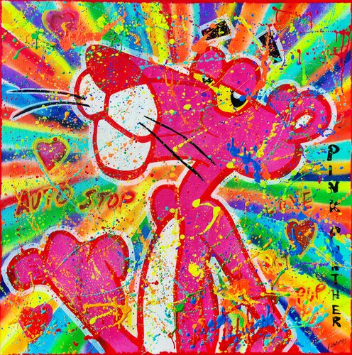 Pink Panther fluo de Joan Llaverias, Pintura a la venta en Singulart