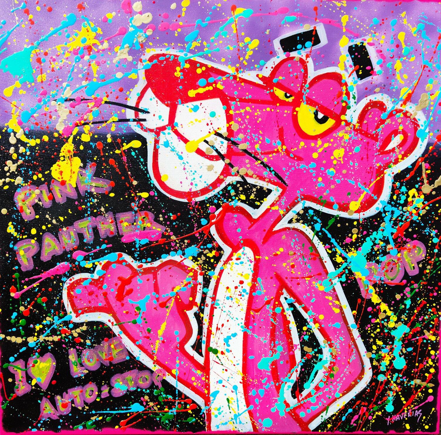 I love Pink Panther Joan Llaverias Originalgemälde zu verkaufen