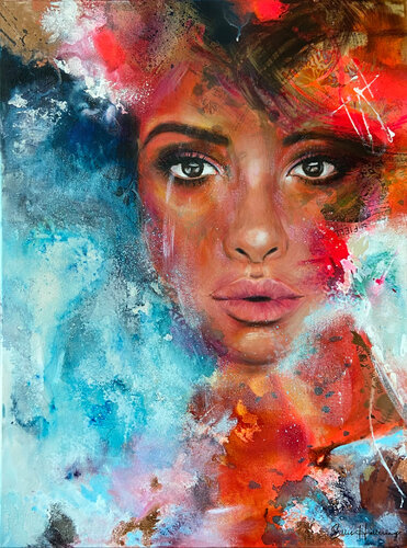 Unveiling Courage - Stepping into the Spotlight van Ellis Hollering, Schilderij te koop op Singulart