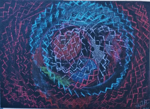 1-1-2 - ALCHEMIA DELLA VIBRAZIONE-FROTTAGE von Denise Mastel, Werk auf Papier kaufen auf Singulart