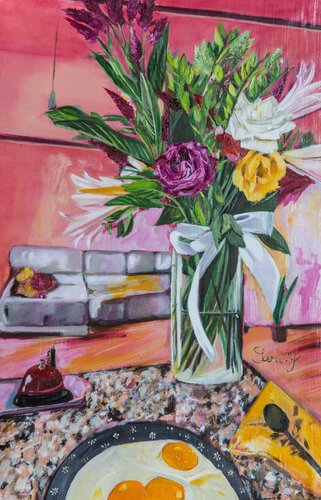 Eggs n Roses par Younes SARI, Peinture en vente sur Singulart