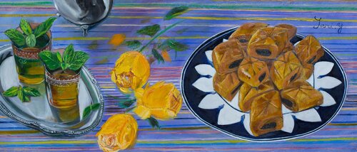 Thé chez mimoun von Younes SARI, Malerei kaufen auf Singulart