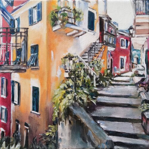 Sommer in kleinen Stadt de Janina Rudenko, Pintura a la venta en Singulart