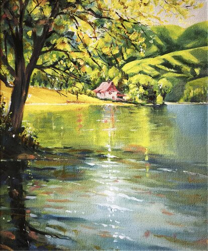 Lakeside Serenity de Janina Rudenko, Pintura a la venta en Singulart
