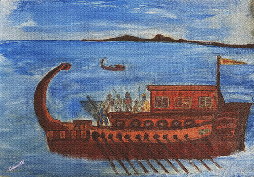 Fine Art Copy Ancient Sailing Ship on Canvas von Tony Schweikle, Malerei kaufen auf Singulart