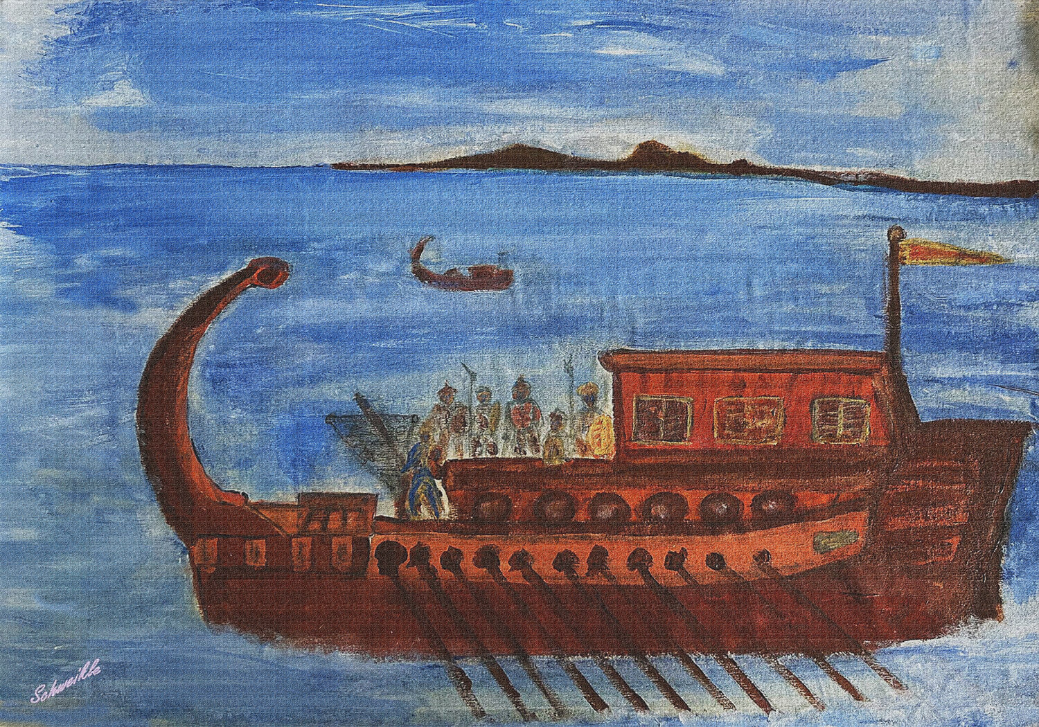 Fine Art Copy Ancient Sailing Ship on Canvas Tony Schweikle
