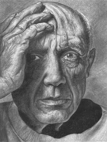 Pencil Portrait Study of Pablo Picasso van Ron Oden, Tekening te koop op Singulart