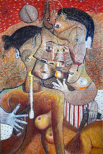 the suitors by Eric Cospi Spiliotopoulos, Painting for Sale on Singulart