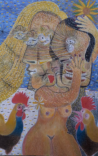 erotic with cocks di Eric Cospi Spiliotopoulos, Pittura in vendita su Singulart