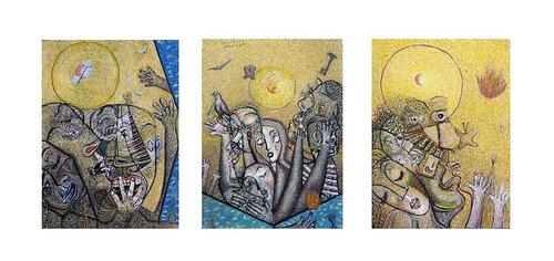 Μetexis triptych di Eric Cospi Spiliotopoulos, Pittura in vendita su Singulart